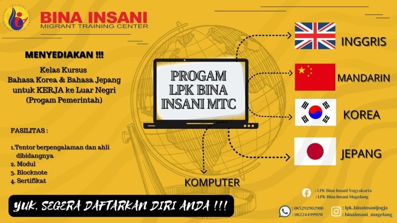 Progam Kursus Bahasa Asing & Komputer di LPK Bina Insani MTC